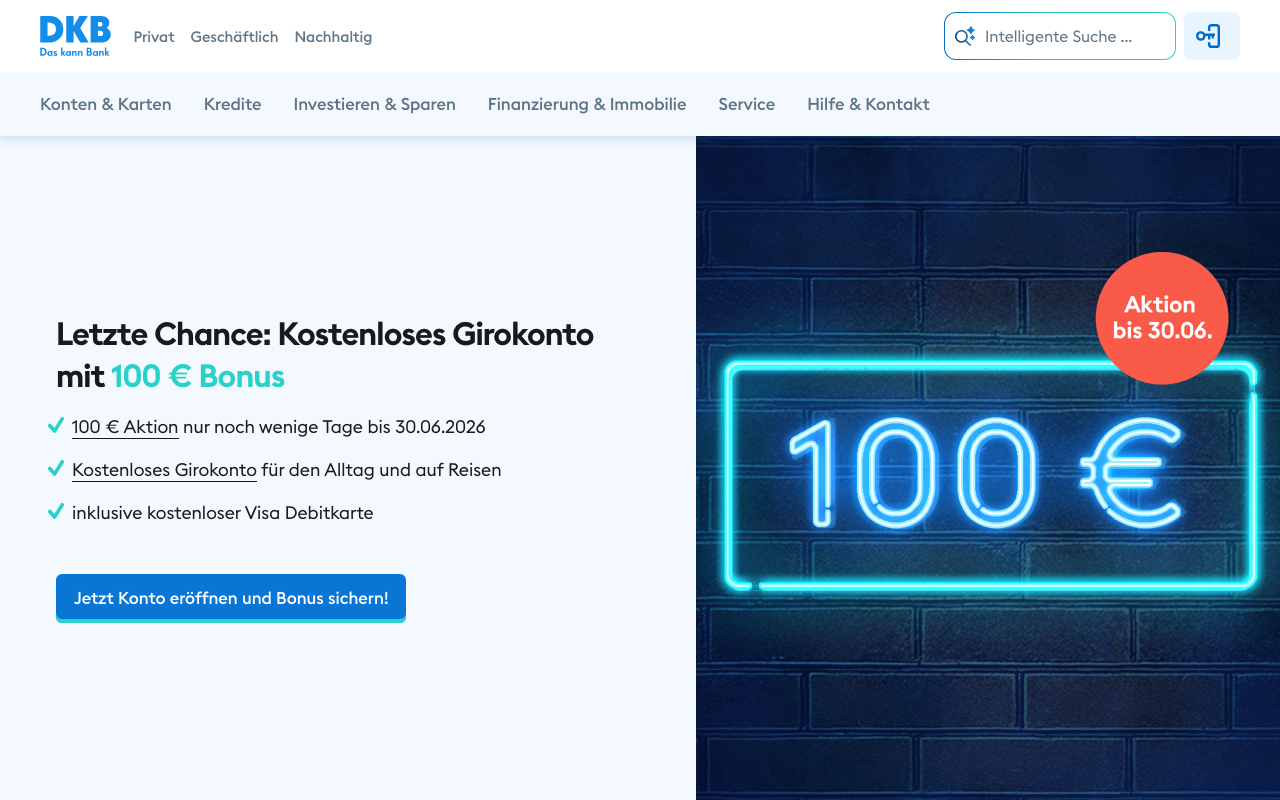DKB Girokonto Homepage