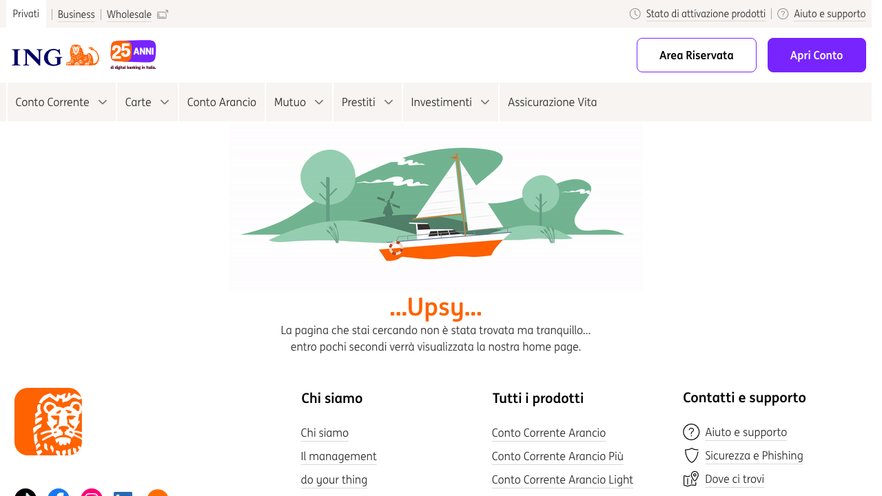 ING Conto Corrente Arancio homepage