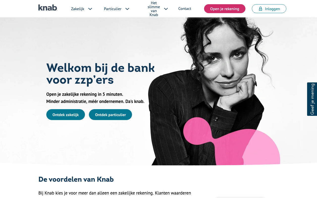 Knab zakelijke betaalrekening startpagina