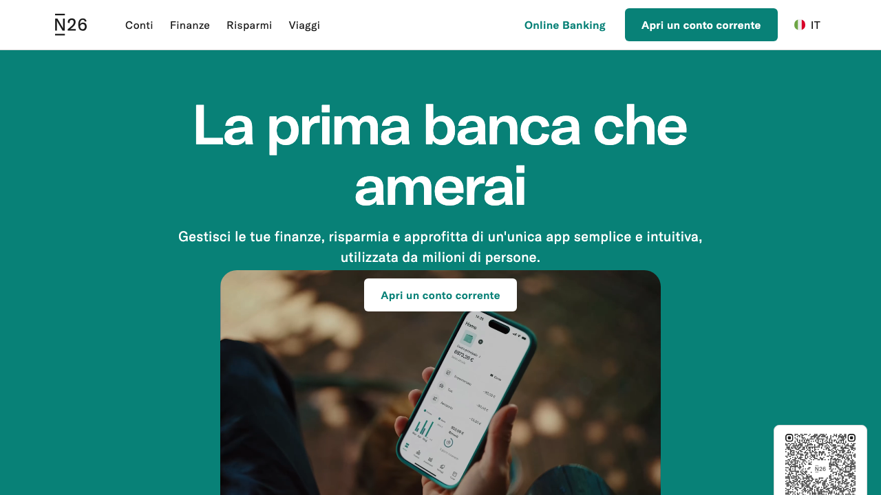 N26 Standard homepage