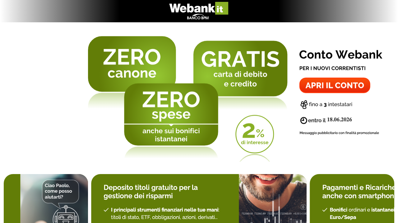 Conto Webank homepage