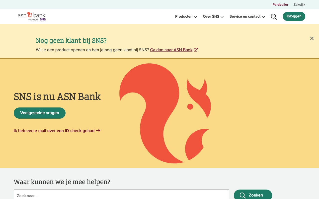 SNS Bank homepage