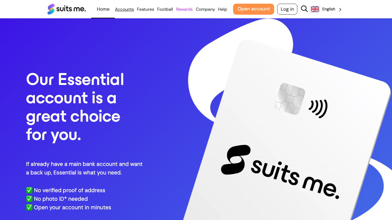 Screenshot of the website of Suits Me Account