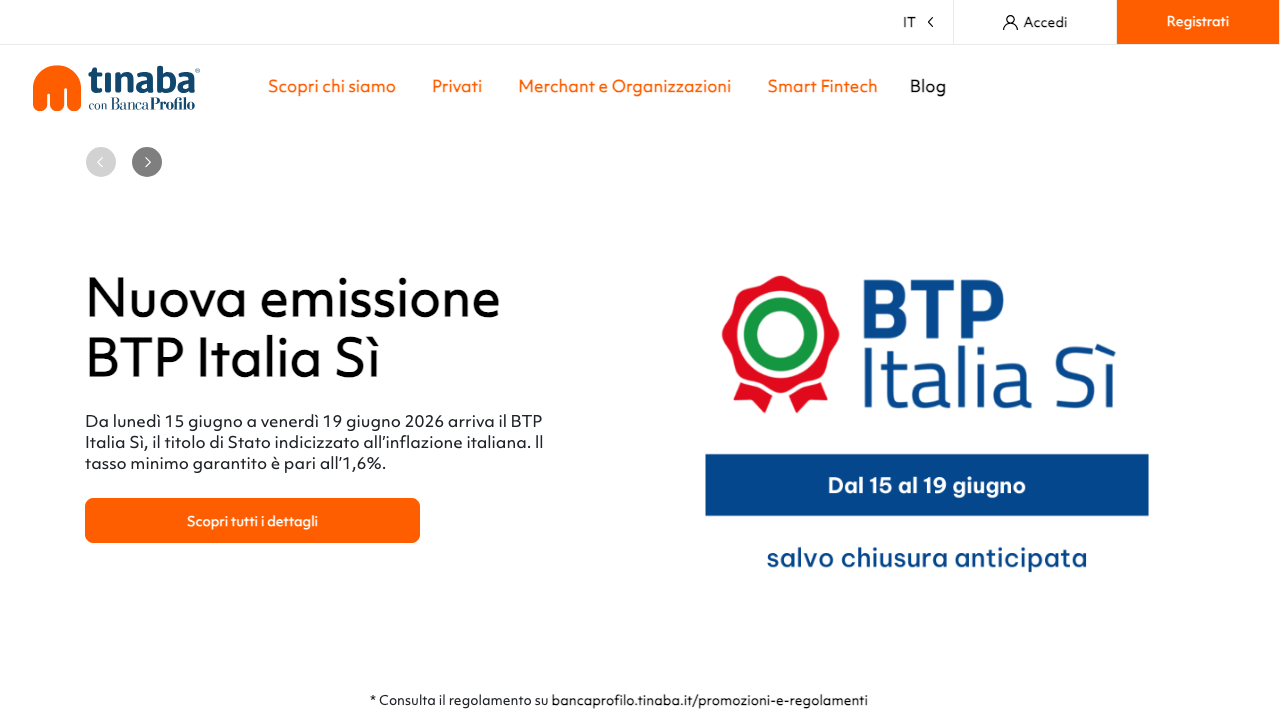 Screenshot del sito di Tinaba