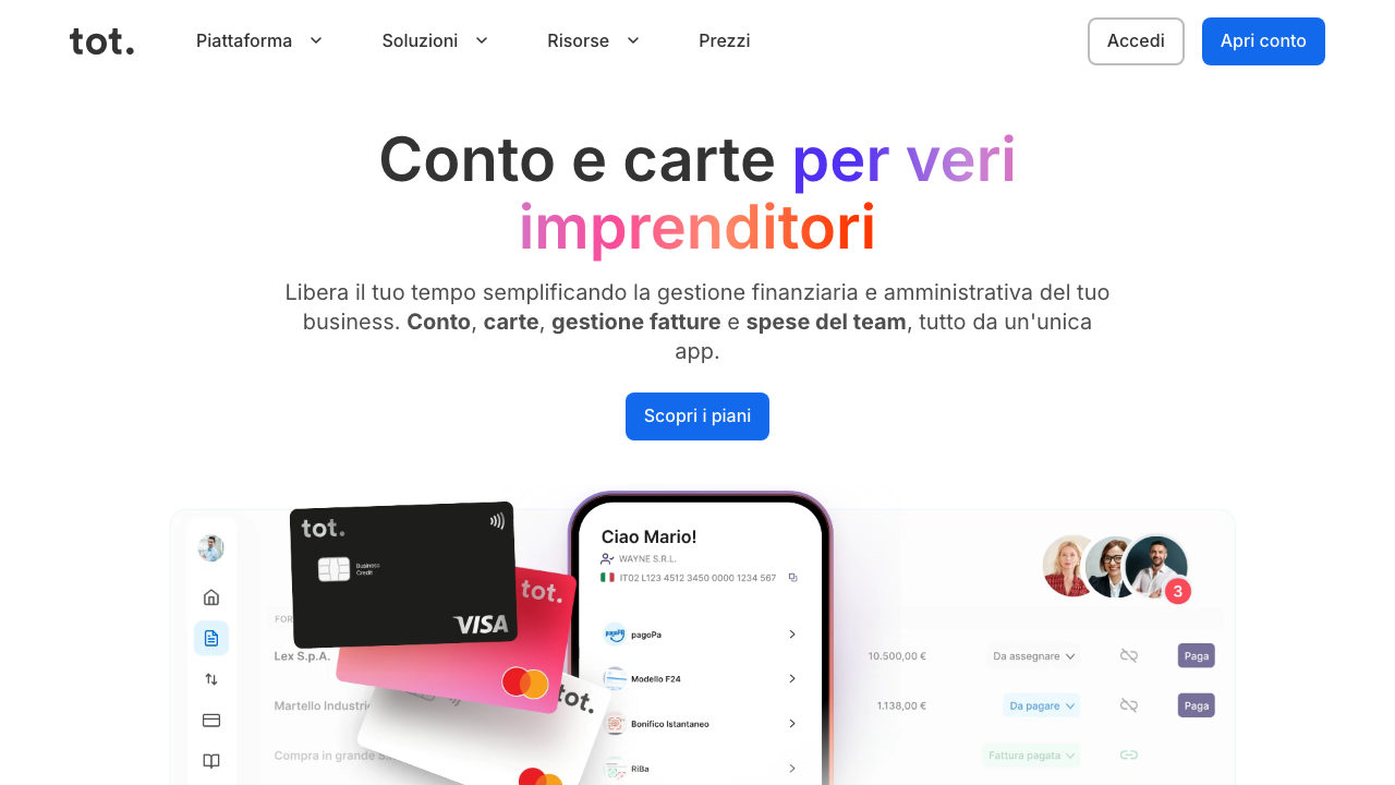 Screenshot del sito di Tot