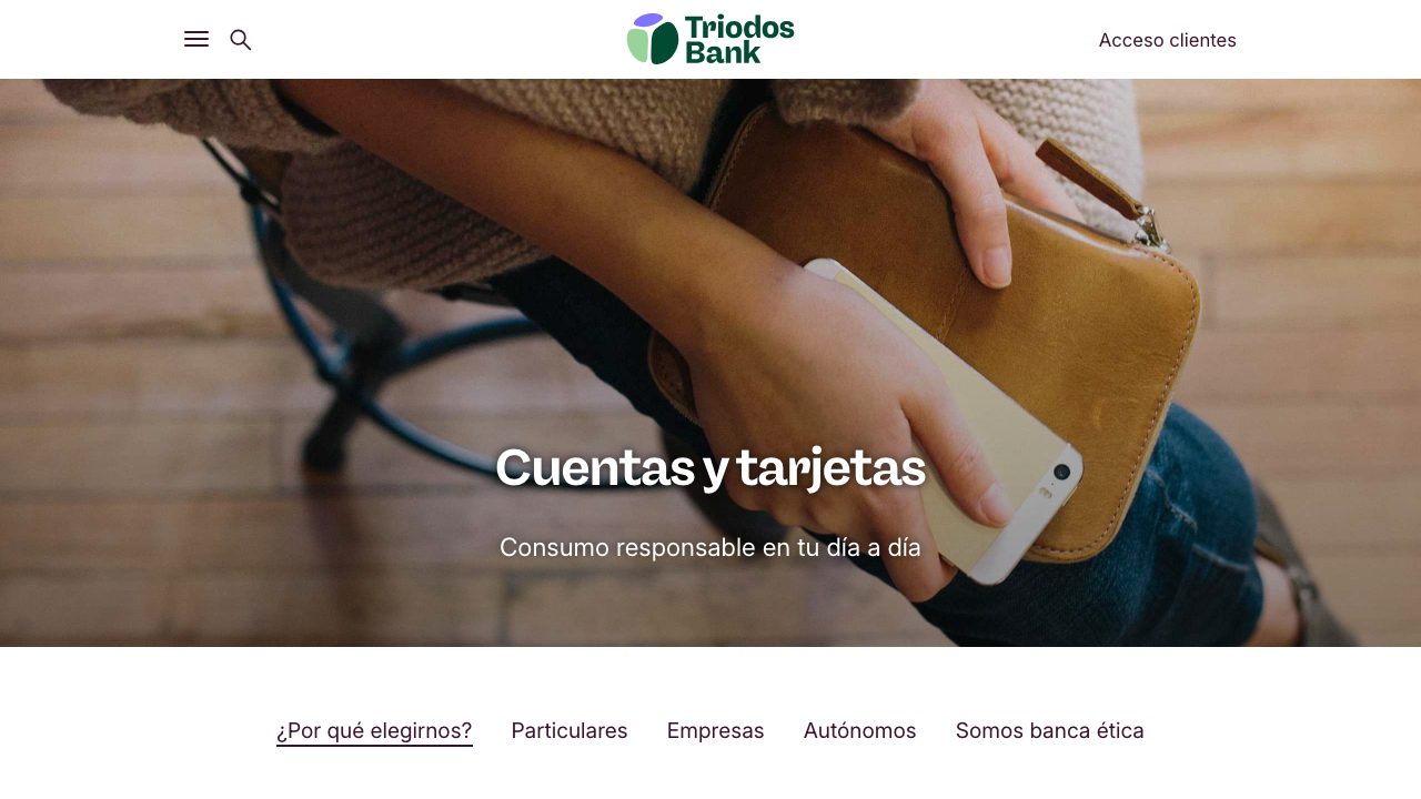 Captura del sitio de Triodos Bank Cuenta Corriente Triodos