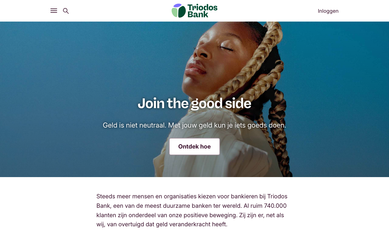 Triodos Bank homepage