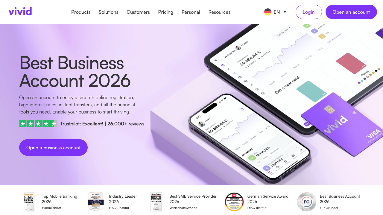 Screenshot van de website van Vivid Business NL