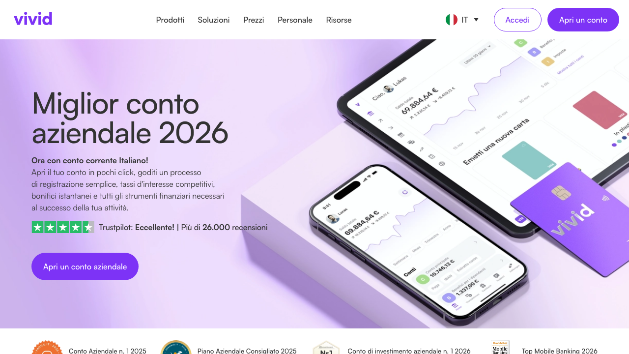 Screenshot del sito di Vivid Standard