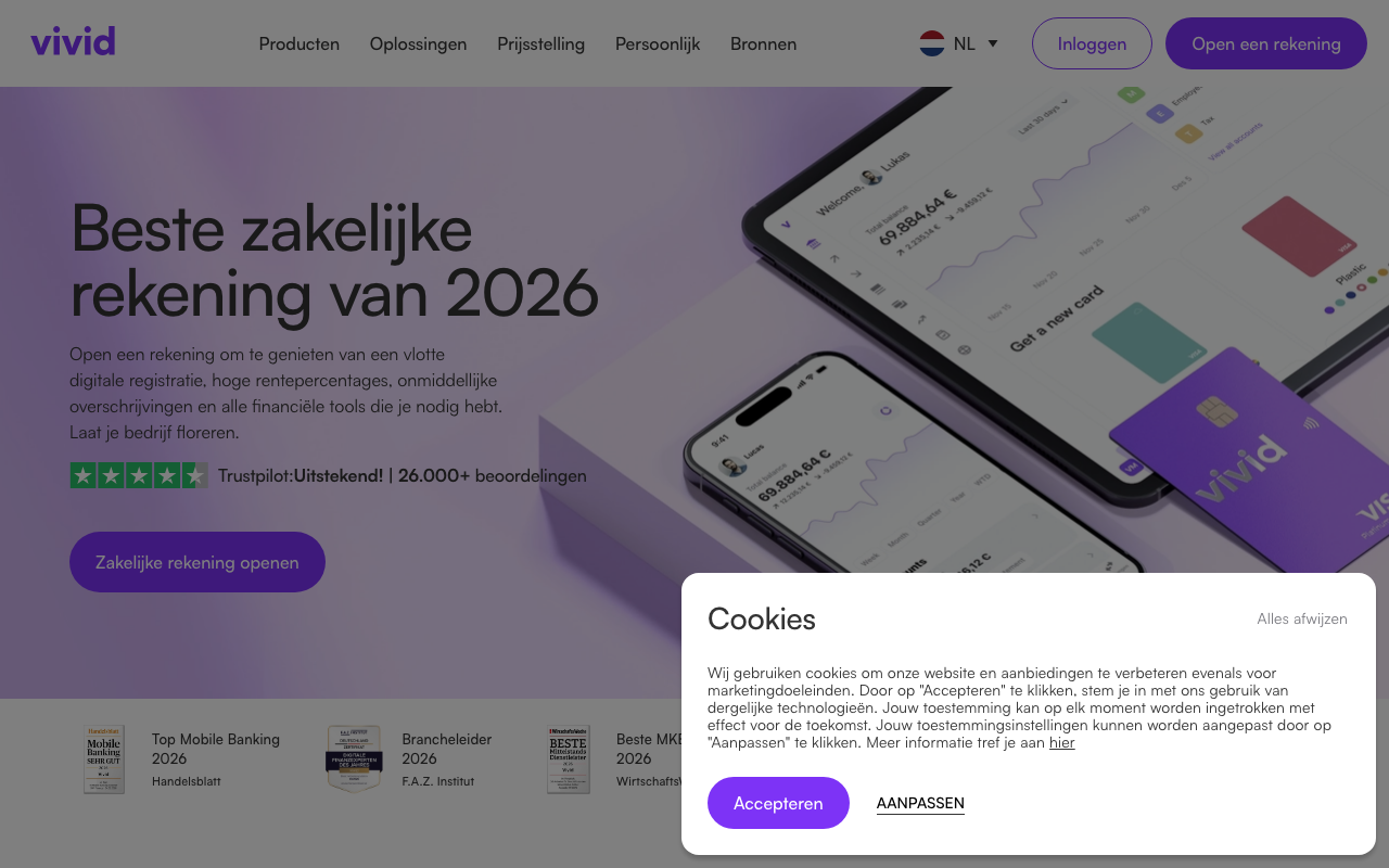 Vivid Money homepage