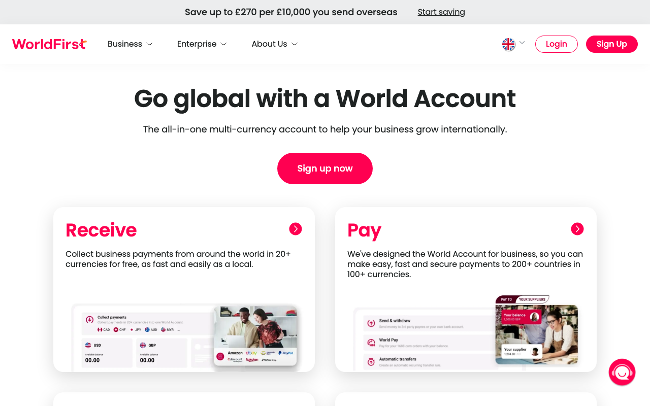 WorldFirst World Account, multi-currency business account for international payments