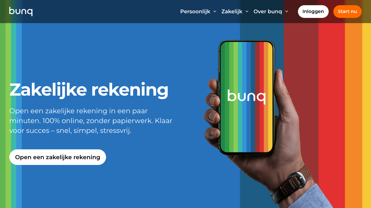Screenshot van de website van bunq Business