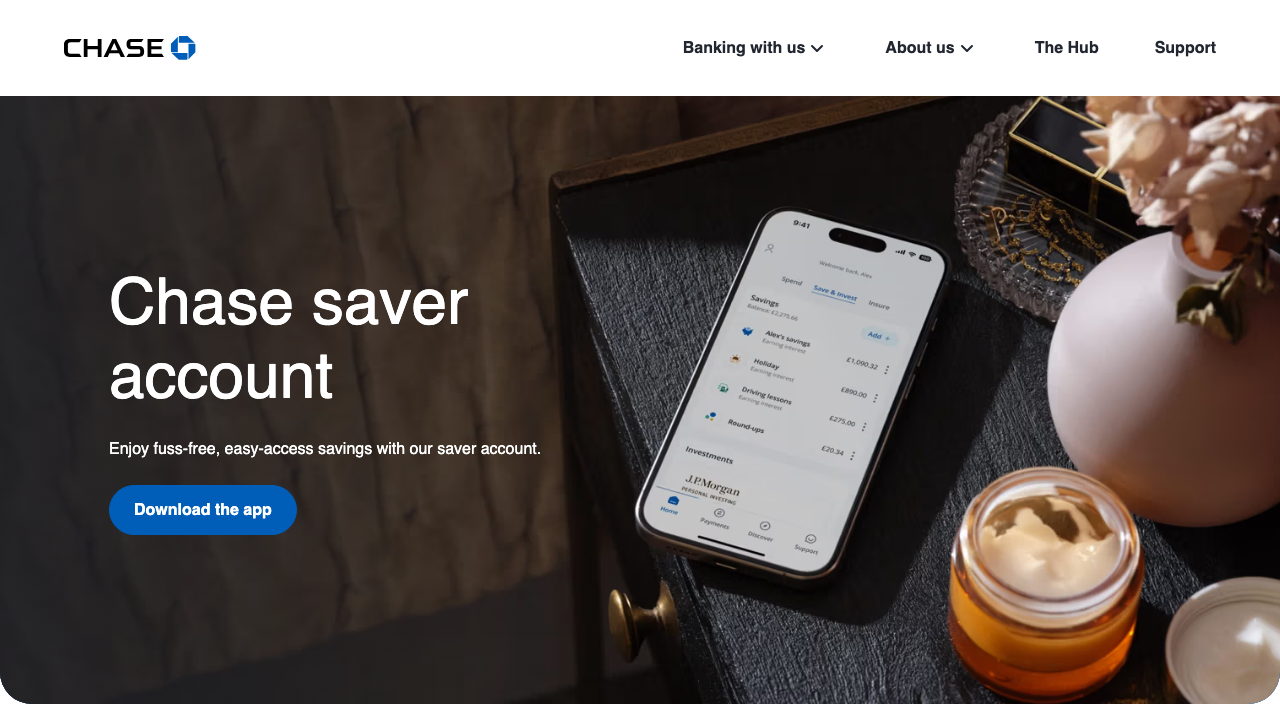 Screenshot of the website of Chase Saver Account