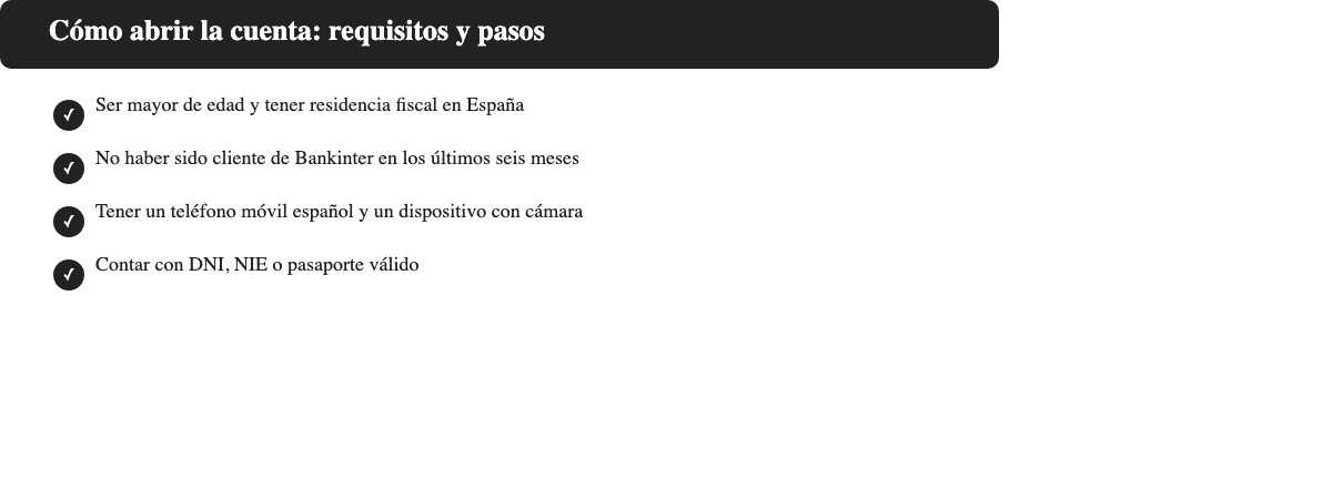 Checklist: requisitos para abrir la Cuenta Digital de Bankinter