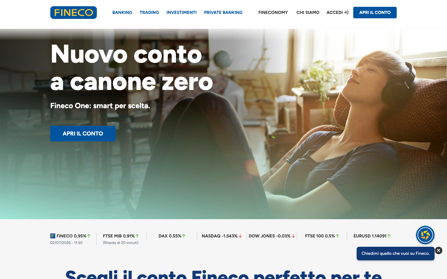 Homepage di Fineco Small Business