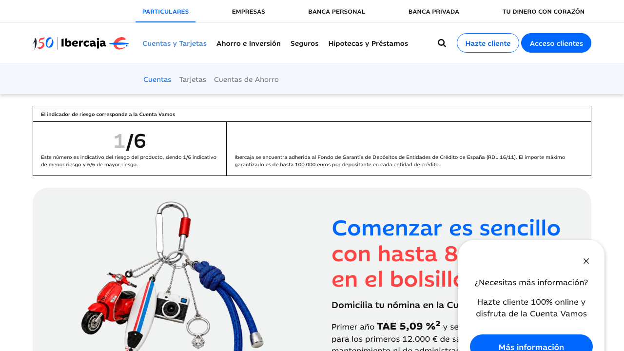 Captura del sitio de Cuenta Remunerada Ibercaja