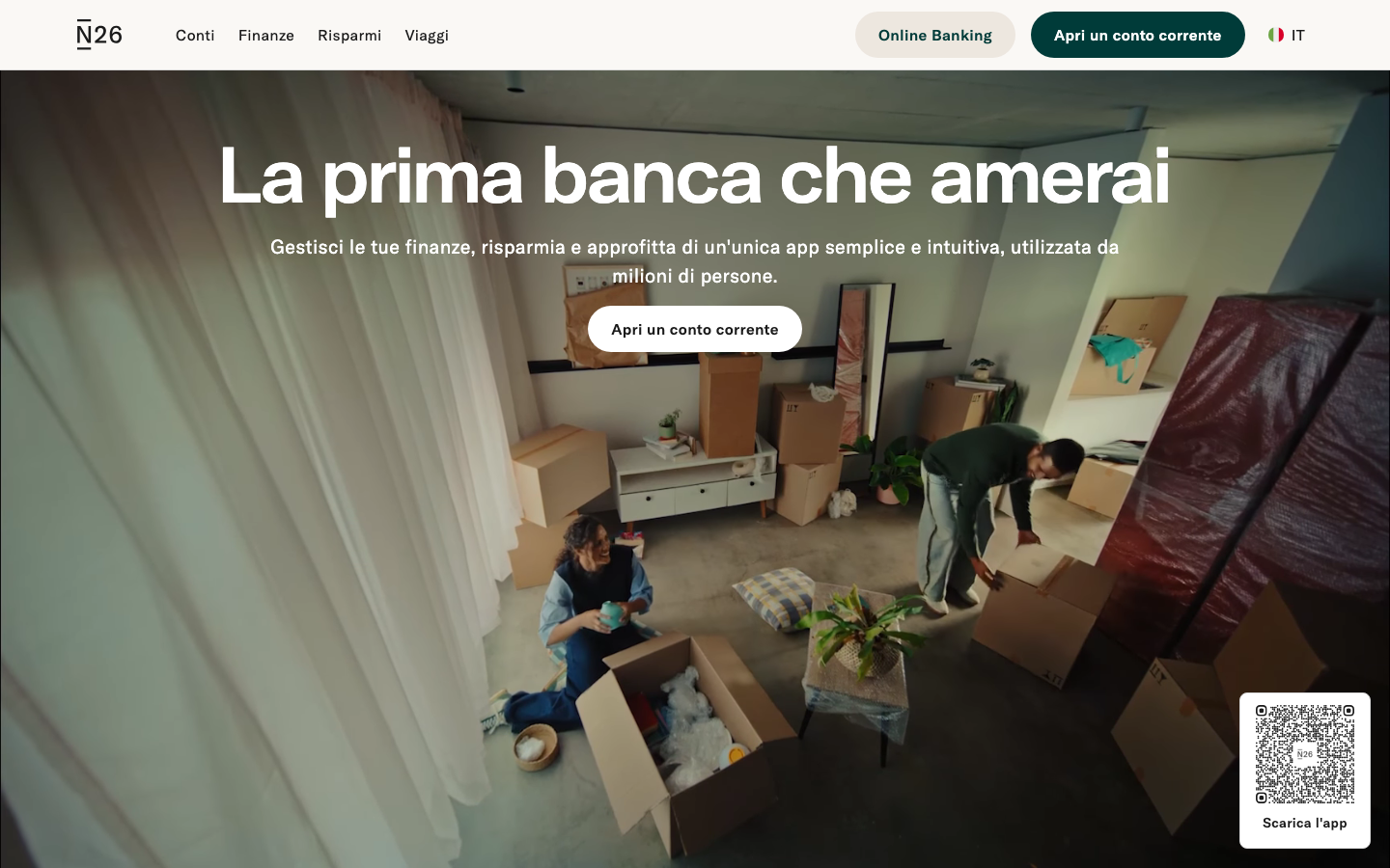 N26 Standard homepage - conto e carta di debito senza canone