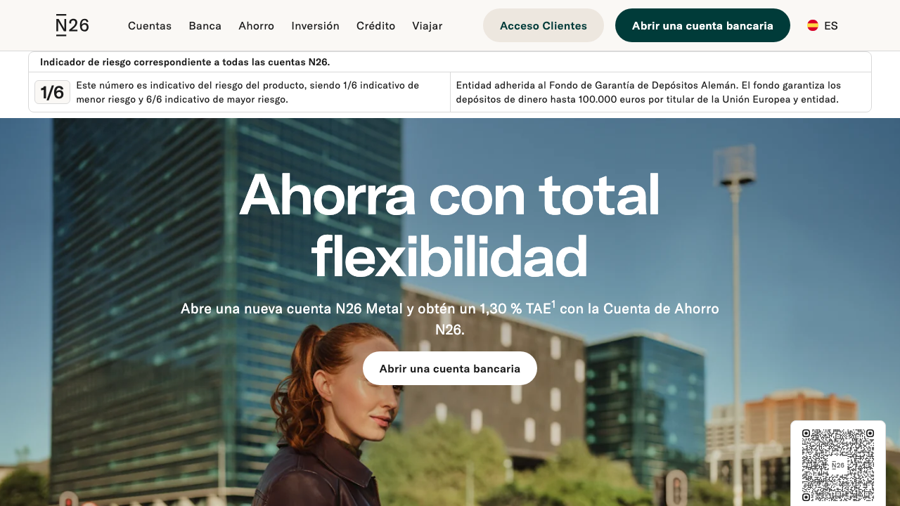 Captura del sitio de Cuenta de Ahorro N26