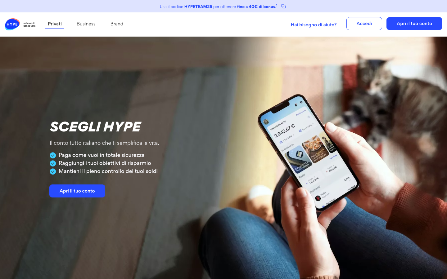 Homepage di HYPE Business