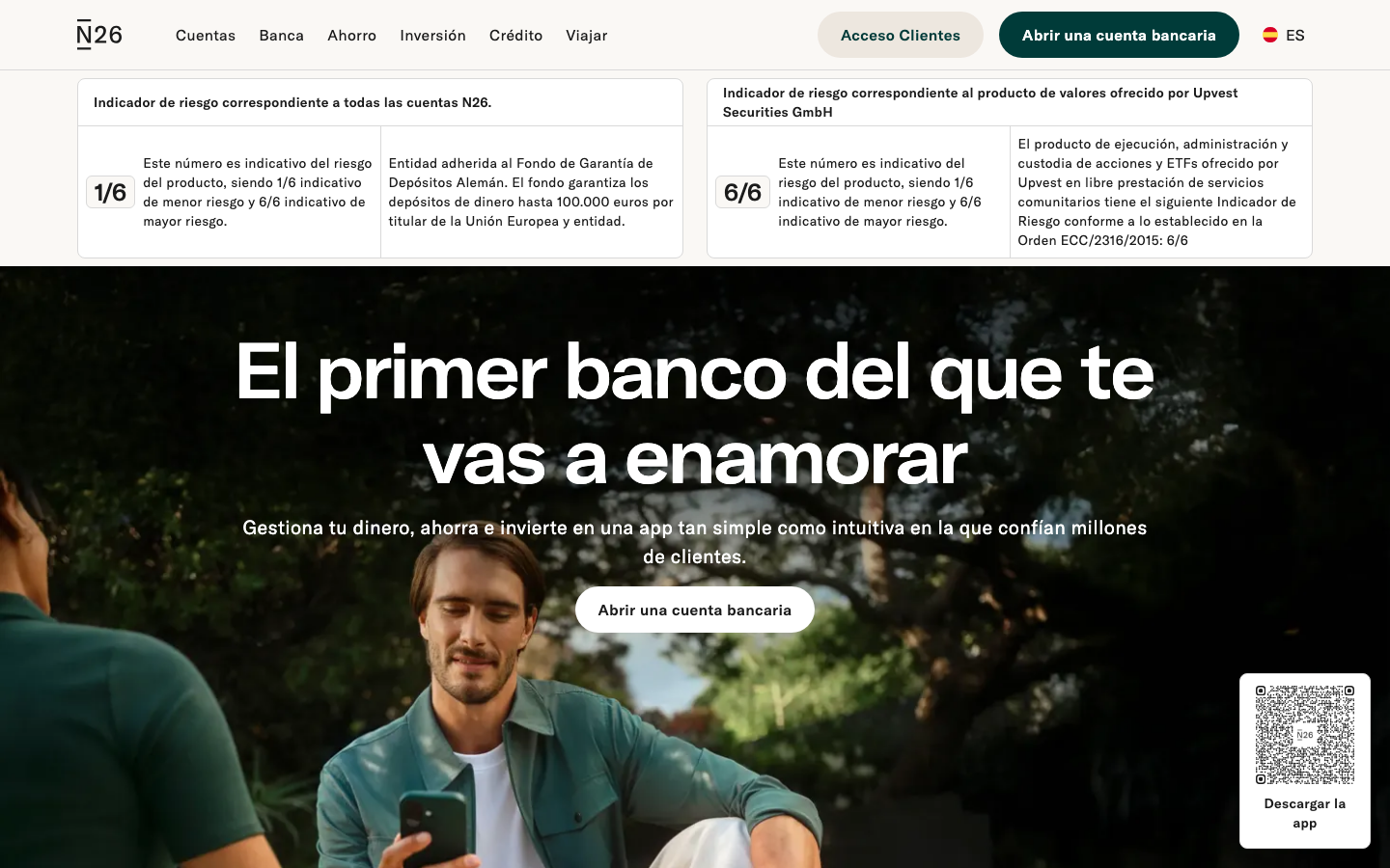 Página de inicio de N26