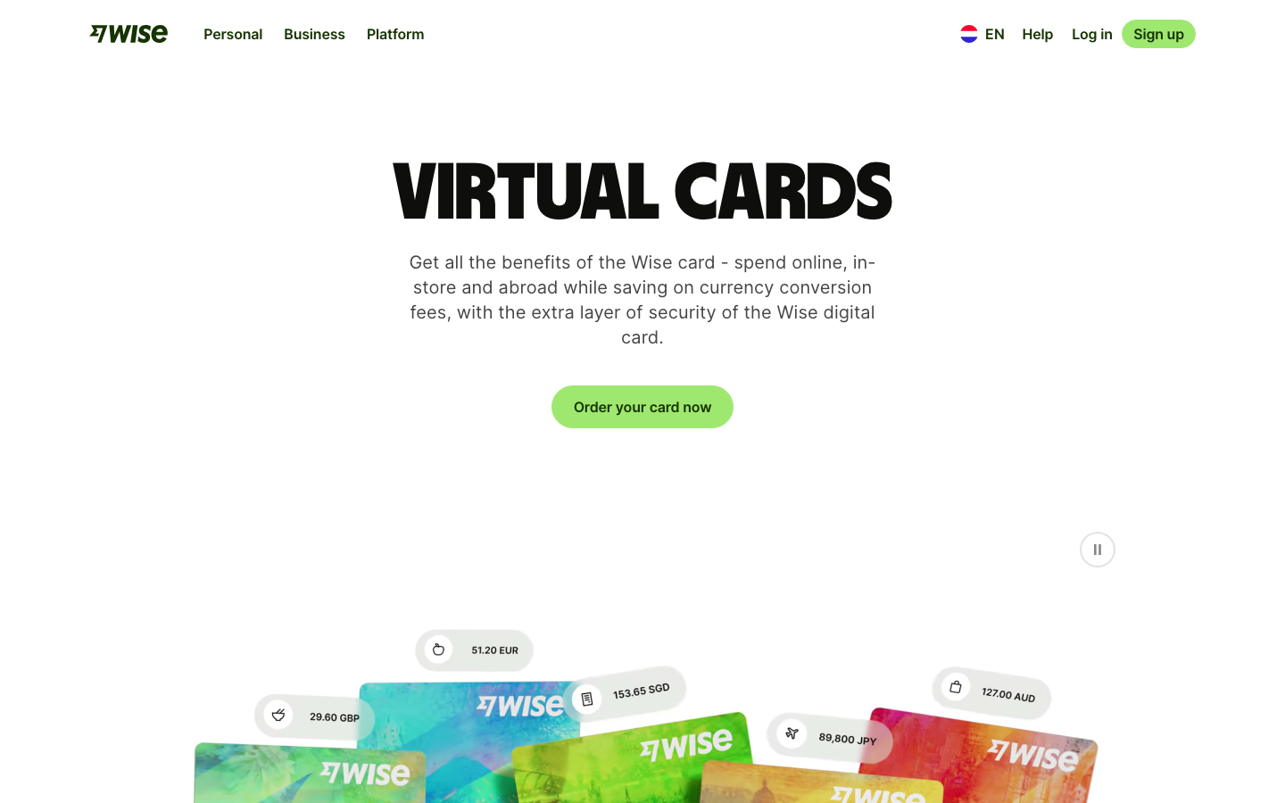 Screenshot van de Wise virtuele kaart pagina