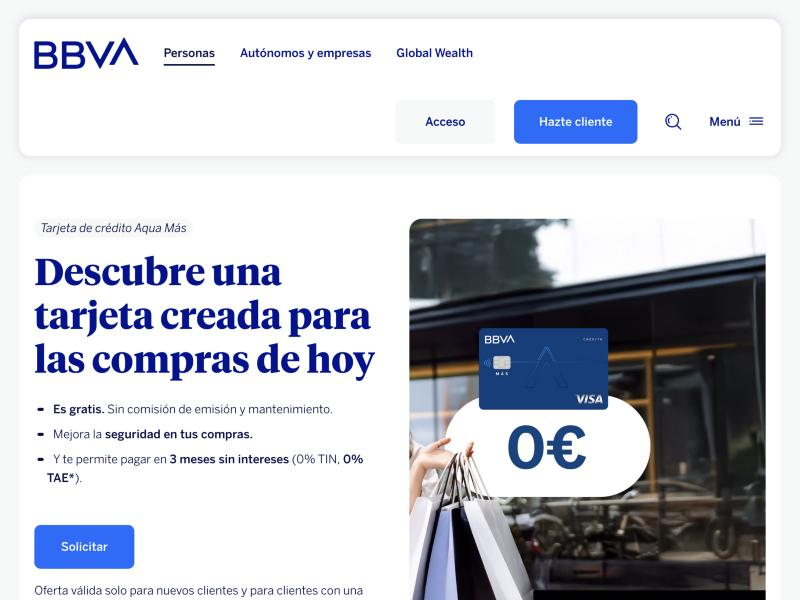 Página de la tarjeta de crédito BBVA Aqua Más 2026