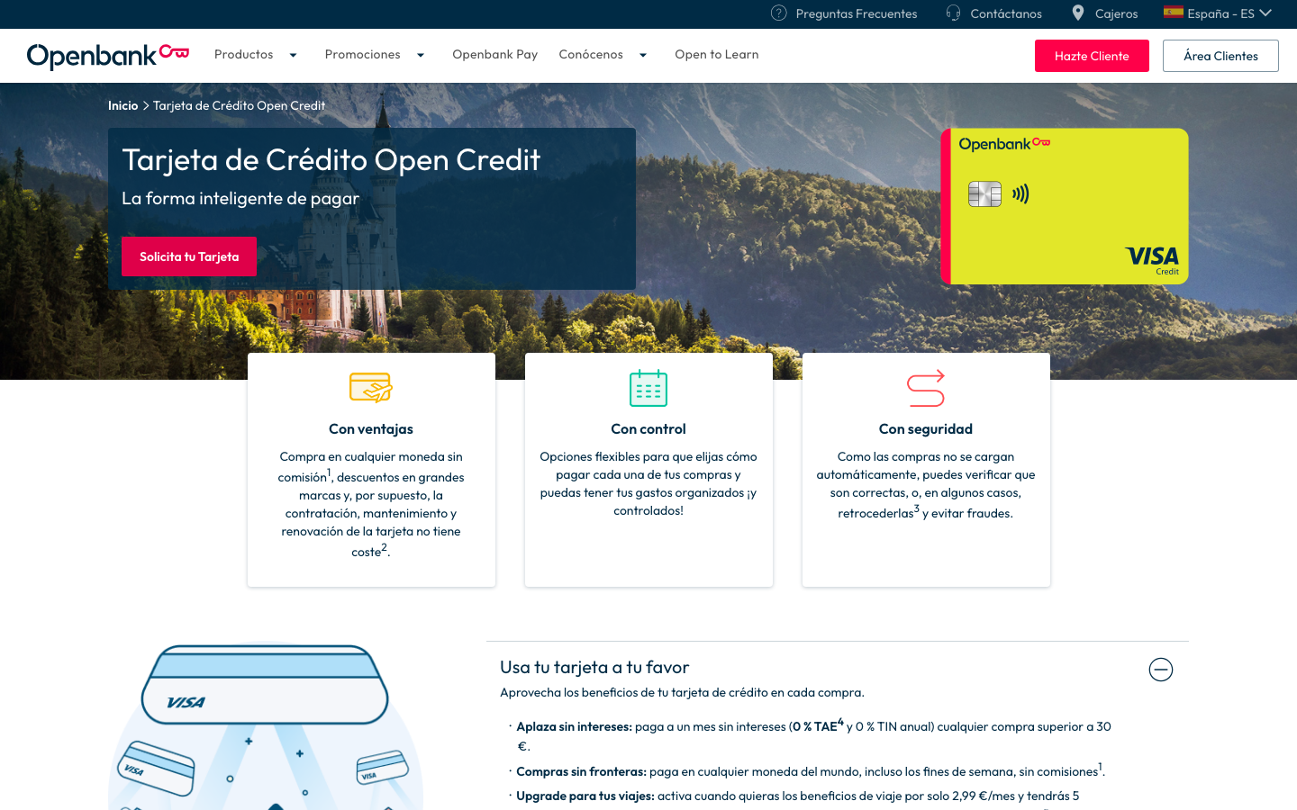 Tarjeta de crédito Open Credit de Openbank 2026