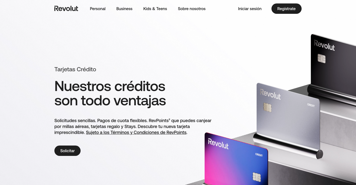Página de la tarjeta de crédito Revolut España 2026