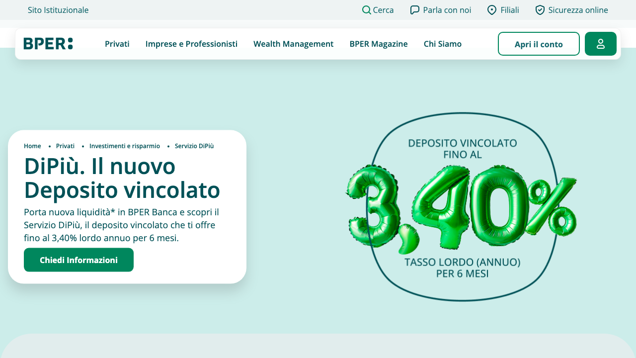 Screenshot del sito di Conto Deposito BPER (DiPiù)