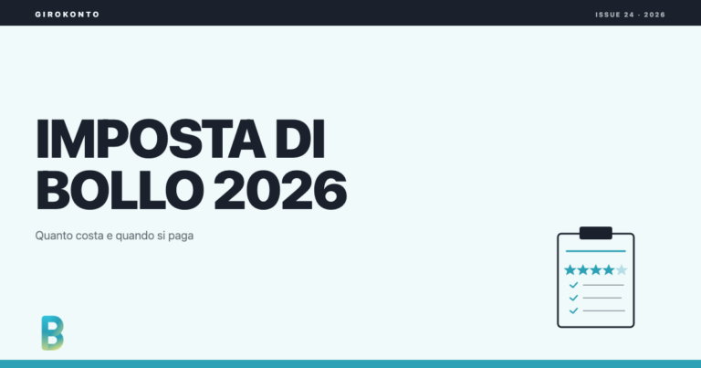 Immagine in evidenza: imposta di bollo sul conto corrente 2026, quanto costa e quando si paga.