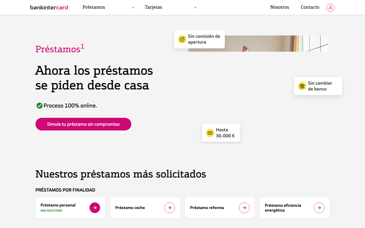 Captura de la página de inicio de bankinterconsumerfinance.com en 2026