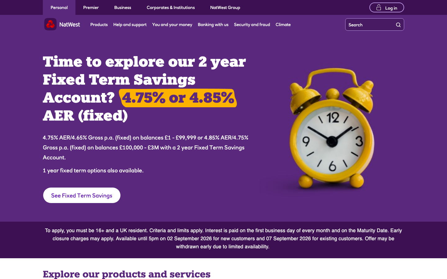 NatWest homepage screenshot