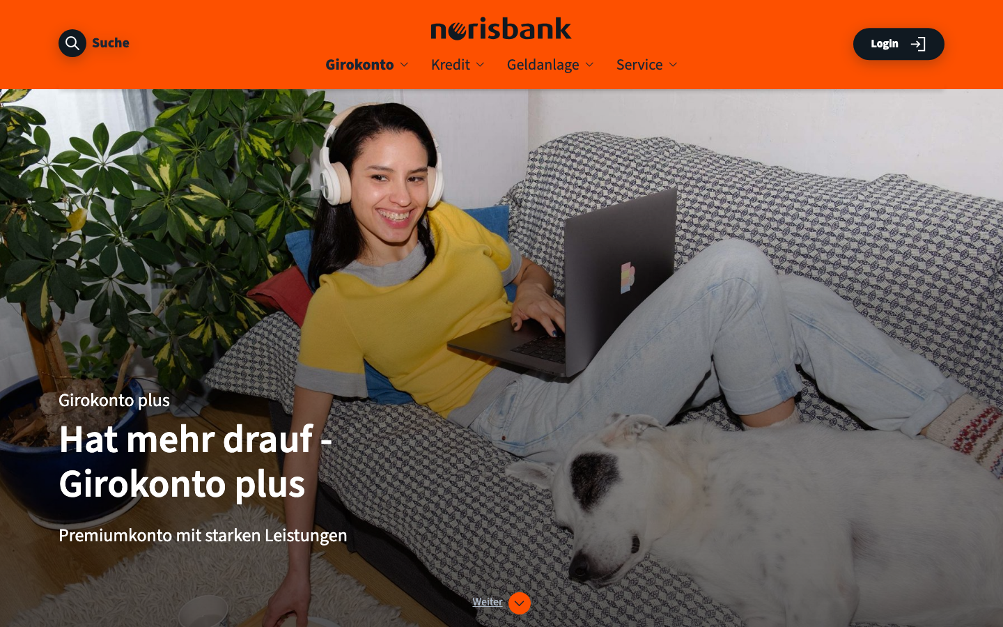 Startseite des norisbank Girokonto plus